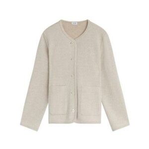 Leset Sienna Boxy Cardigan in Beige Melange